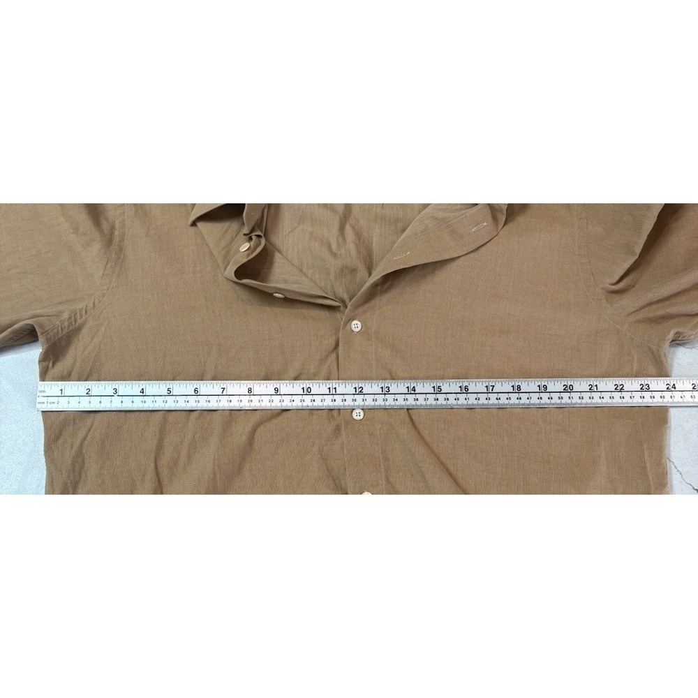 BOSS Hugo Boss Shirt Mens 41 16 Tan Brown 100% Cotton Long Sleeve EUC Portugal - Picture 5 of 9
